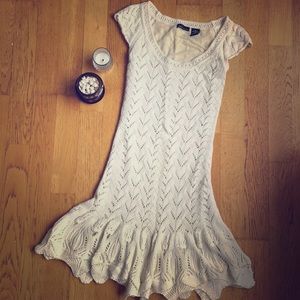 Figure loving knit cream dress